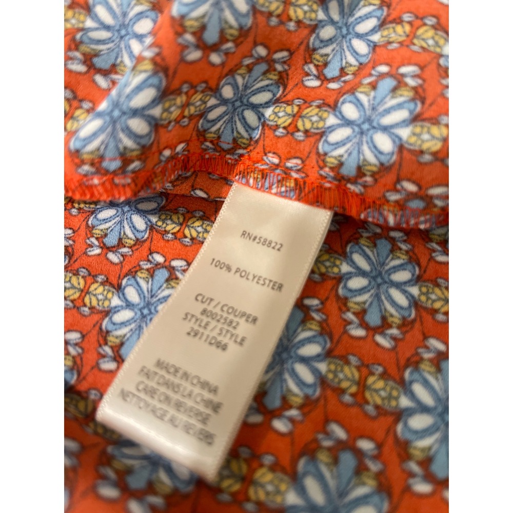 Max Studio Midi Dress Womens Small Orange Blue Floral Tiered Prairie Bohemian - Picture 11 of 12